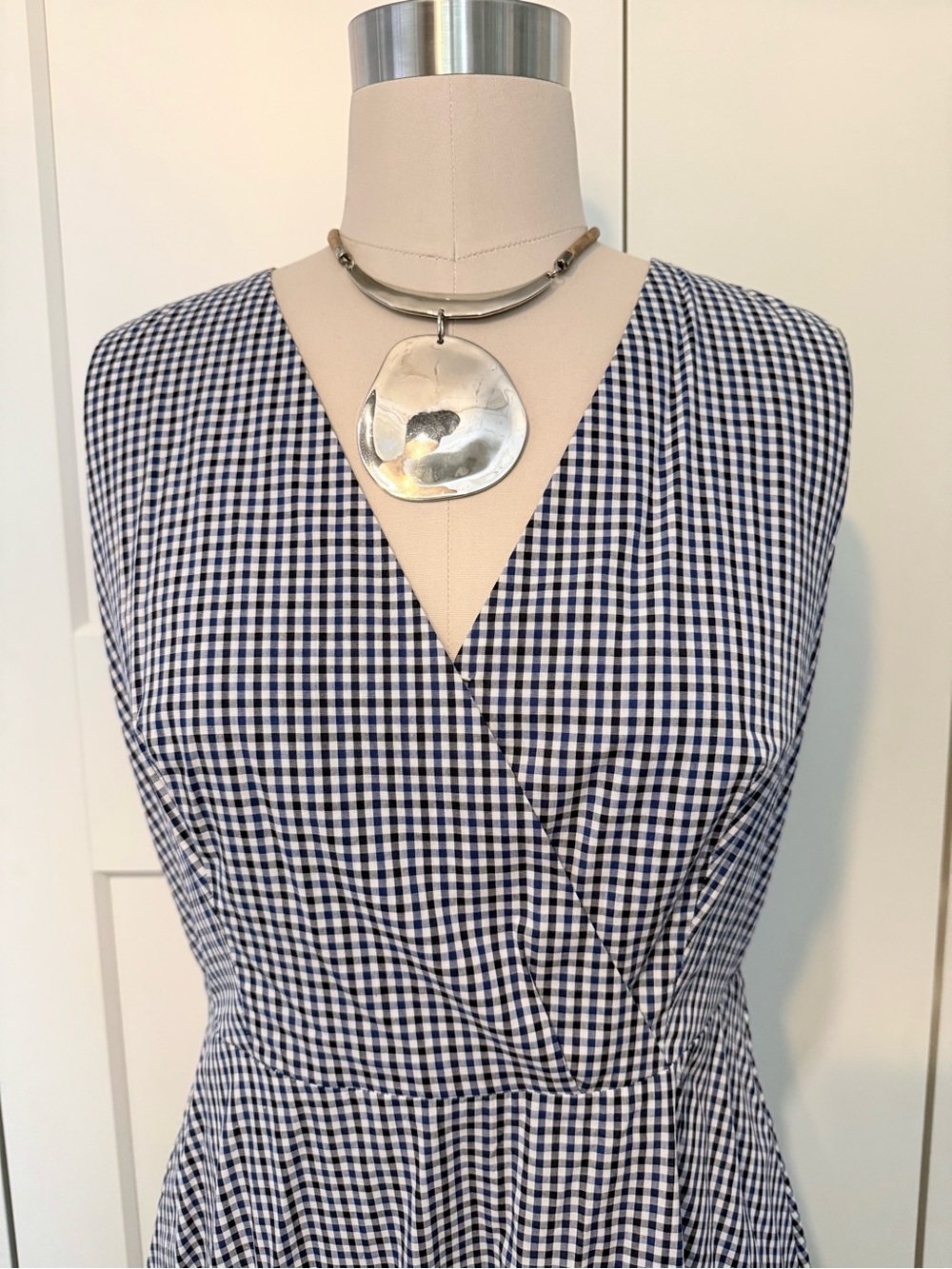 DKNY wrap Gingham plaid dress 10 - Picture 4 of 8